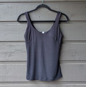 Lululemon Ribbed Micro-Modal Tank Top Black Size 6 Shelf Bra Yoga Pilates Barre